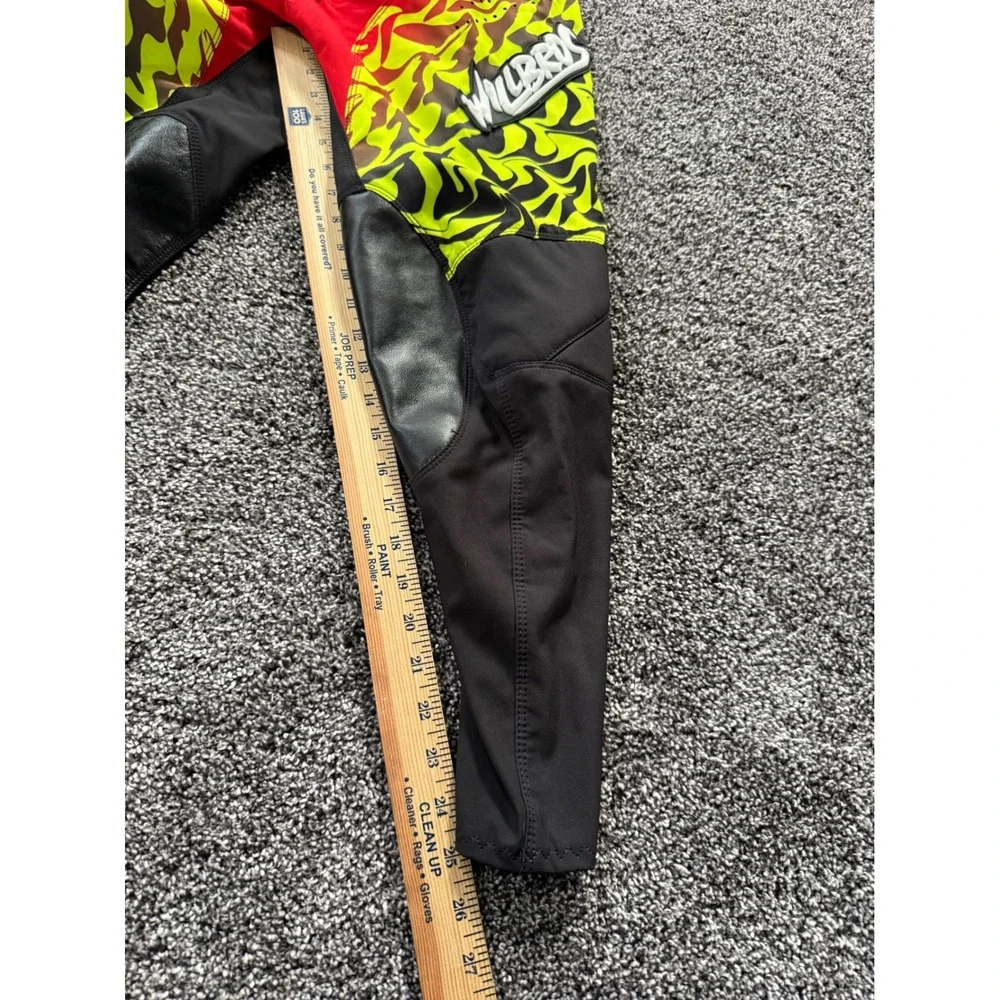 Willbros Youth Motocross Racing Pants Red Neon Yellow Black Size Y28 MX BMX